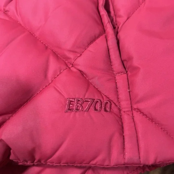 Eddie Bauer 700 Fill Goose Down Quilted Puffer Jacket Womens Small Red Vintage - Picture 6 of 8